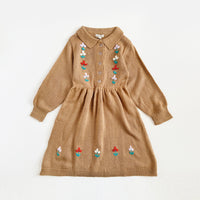 Fish And Kids :: Camel Dress With Embroidered Flowers And Buttons