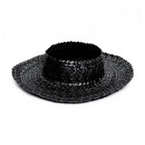 Harvest :: Straw Crownless Sun Hat Papale Black - 2 Sizes