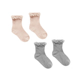 Rylee & Cru :: Lace Trim Sock Sets Shell/Dusty Blue