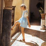 Lali Kids :: Clara Romper In Airy Blue Linen