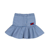 Wynken :: Denim Puff Skirt Pale Bleach