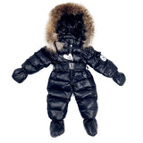 [Pre - Order] Mi Loves :: Luxurious Racoon Fur Trim Snowsuit Black With Brown Fur